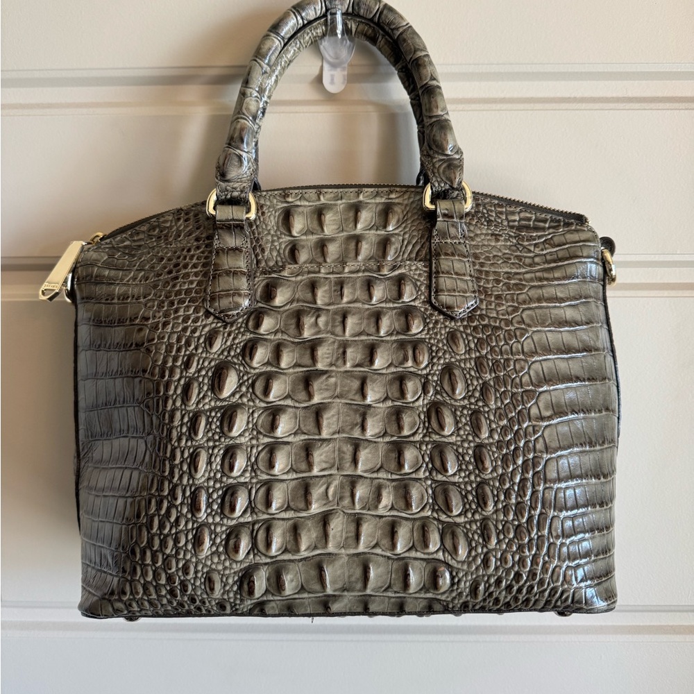 Brahmin Croc-Embossed Satchel Handbag - Olive Green